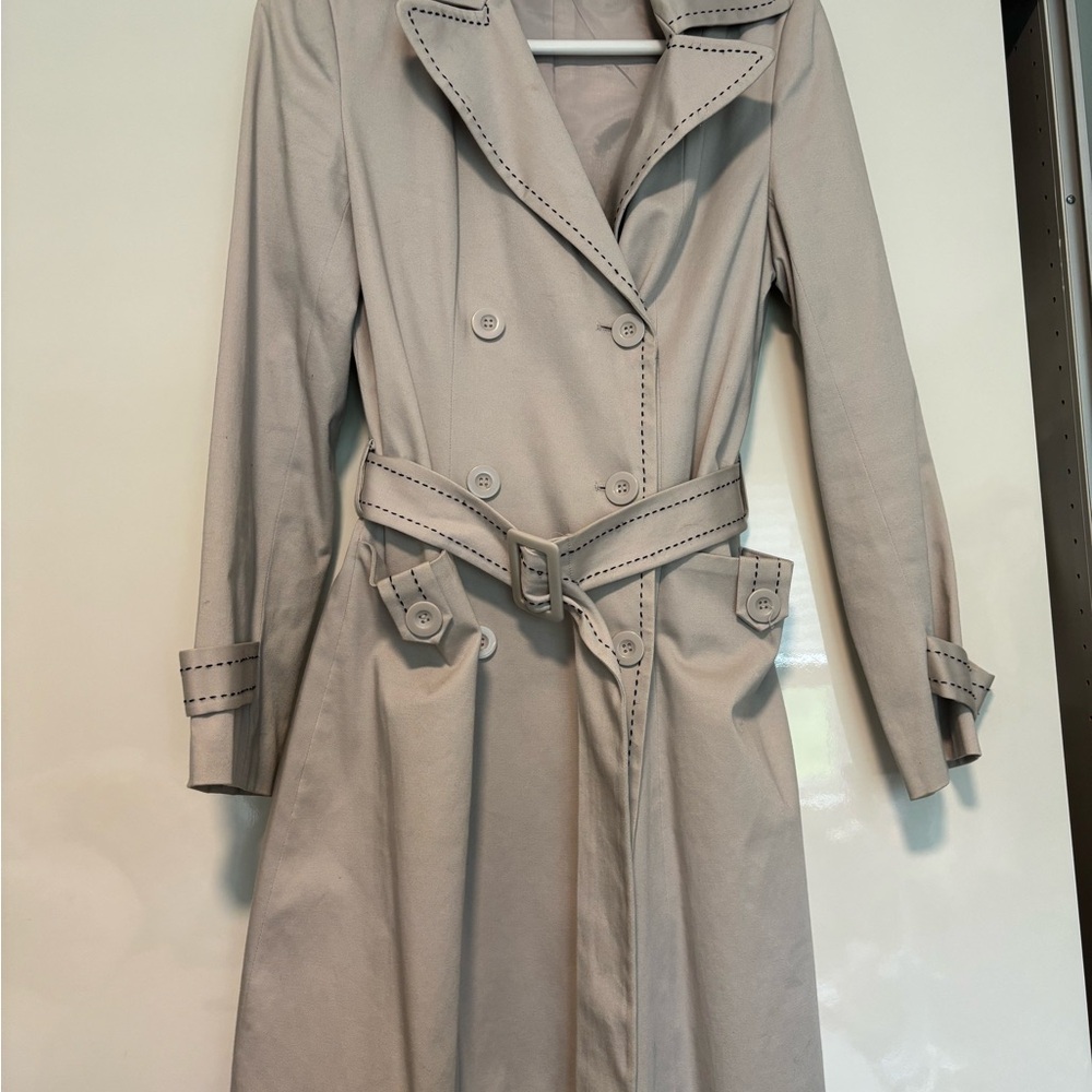 Suzy Shier Tan Trench Coat with Belted Waist